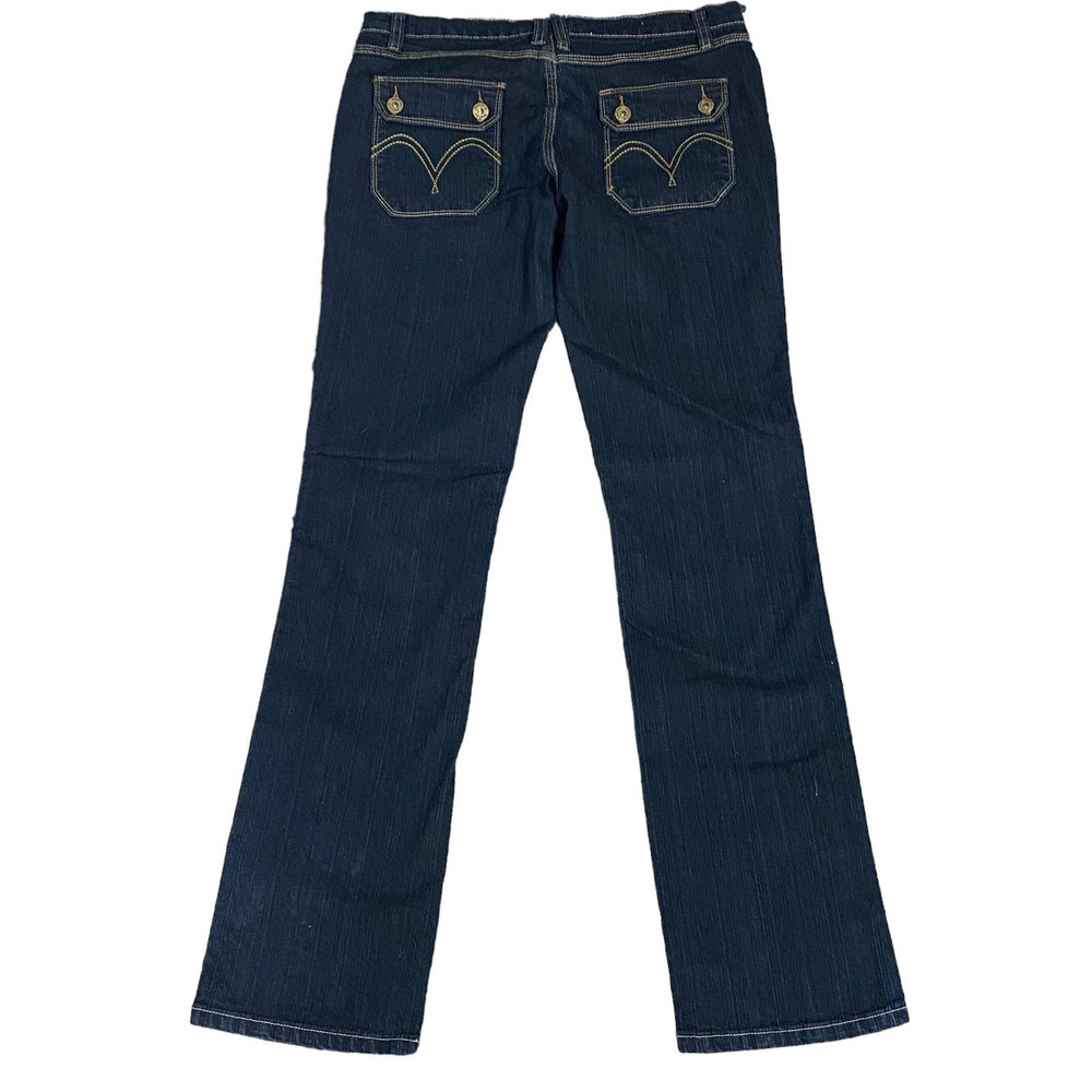 Peace Love Happiness Women Straight Leg Jeans Stretch Pocket Blue - Picture 2 of 8
